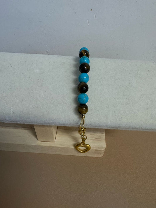 Pulsera de ojo de tigre con turquesa