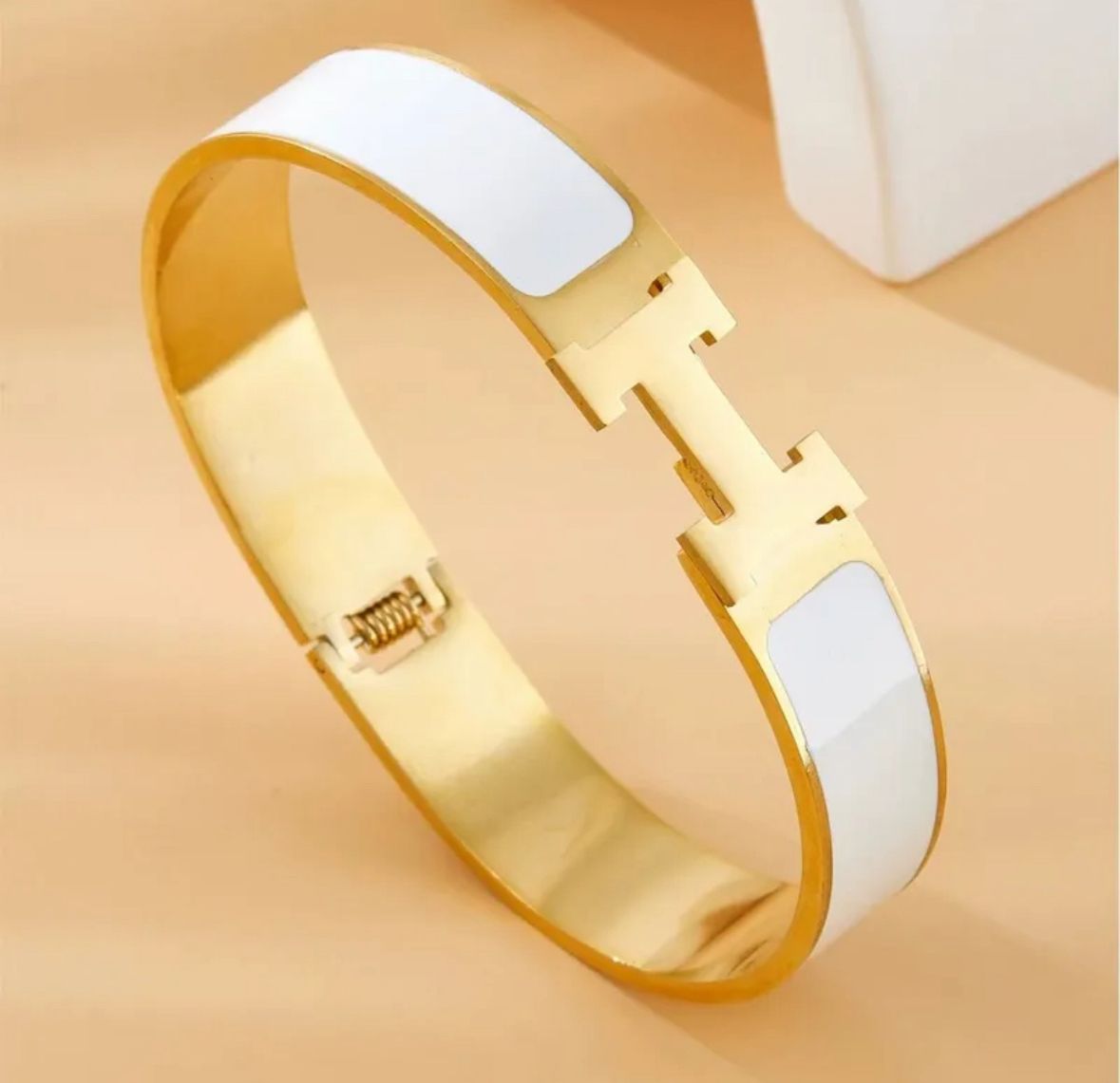 Brazalete Hérmes White Acero Inoxidable