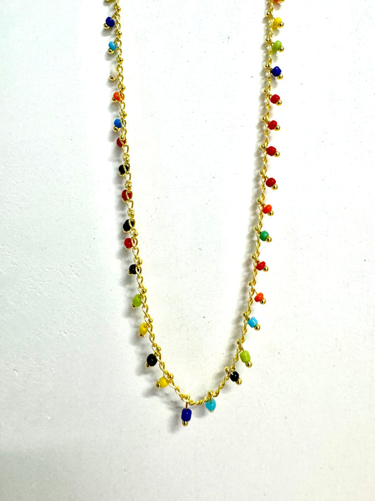 Collar Choker Multicolor Baño de oro de 14 k