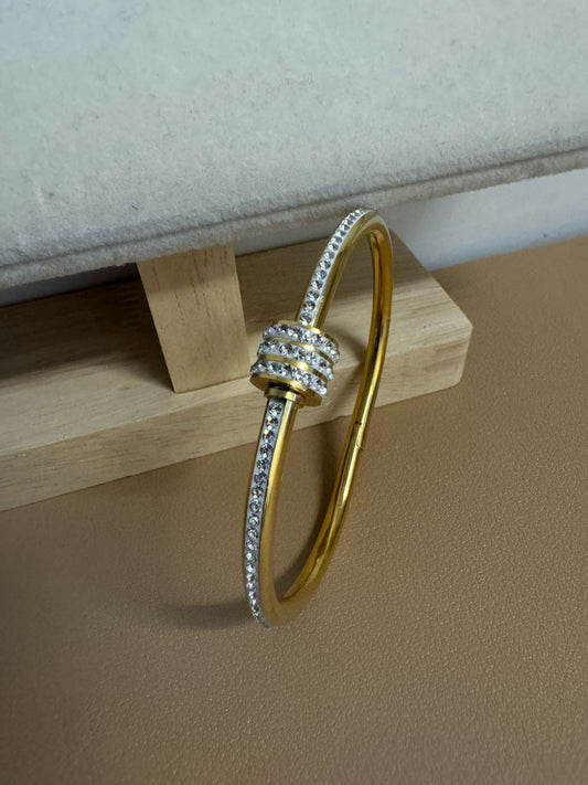Pulsera Acero Inoxidable de lujo elegante con zirconia broche de rosca