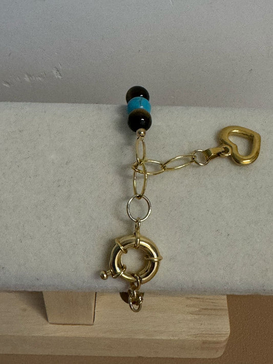 Pulsera de ojo de tigre con turquesa