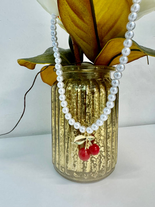 Collar Cherry de perlas Chapado en oro de 18K
