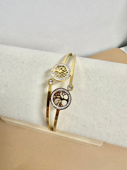 Brazalete Doble Árbol de la vida Acero Inoxidable