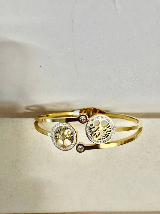 Brazalete Doble Árbol de la vida Acero Inoxidable