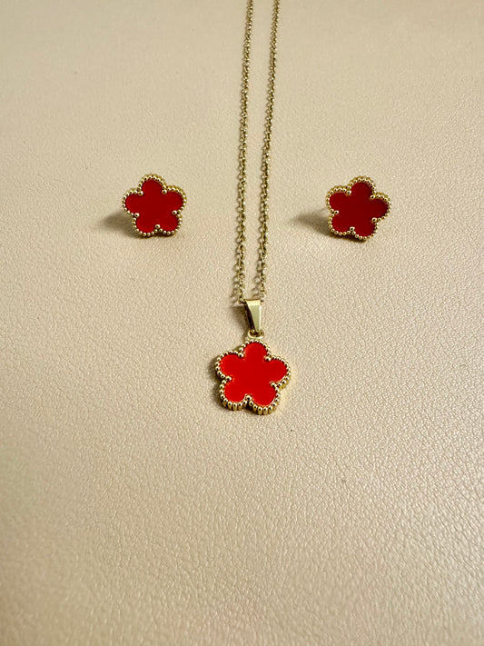 Collar y Aretes de Concha Francesa Acero Inoxidable