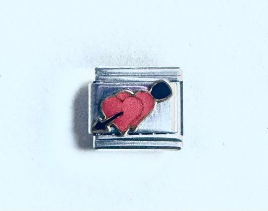 Charm doble corazón con flecha Acero Inoxidable
