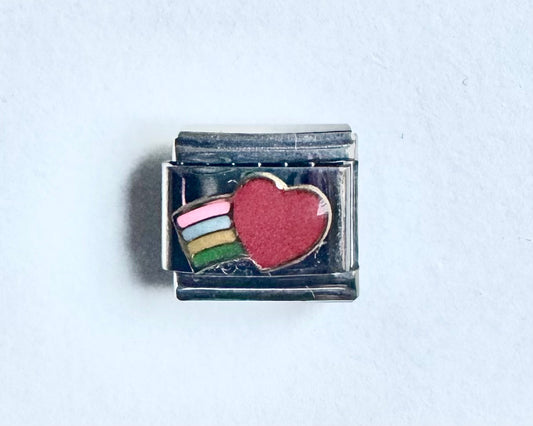 Charm corazón con arcoiris Acero Inoxidable