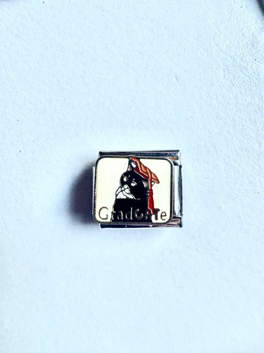 Charm de gato graduándose en Acero inoxidable