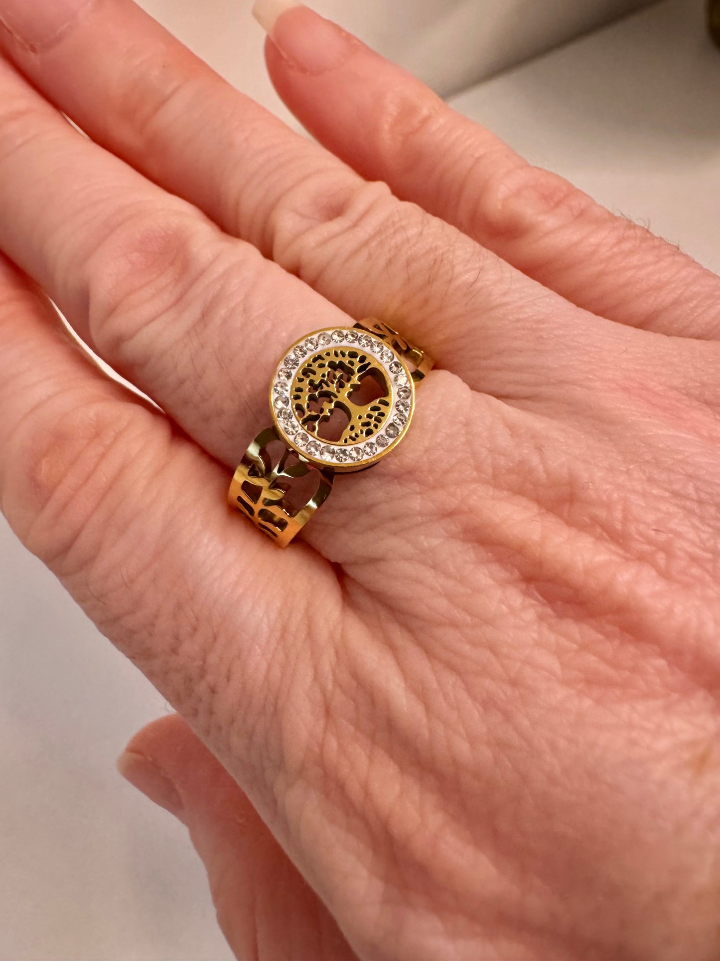 Anillo Ajustable Elegante Árbol de la vida Acero Inoxidable
